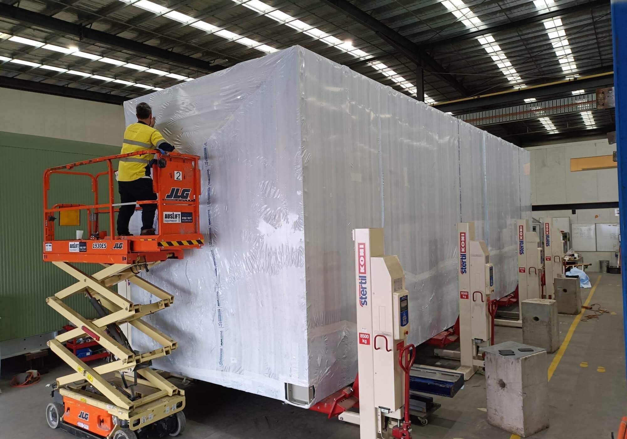 shrink wrapping service in action